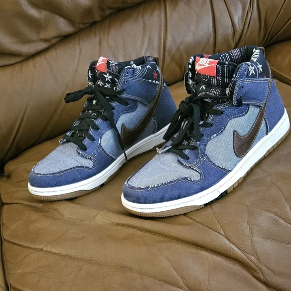 Men's Nike Dunk High CMFT Denim Multicolor Size 8 (EXCELLENT CONDITION) - Picture 8 of 14